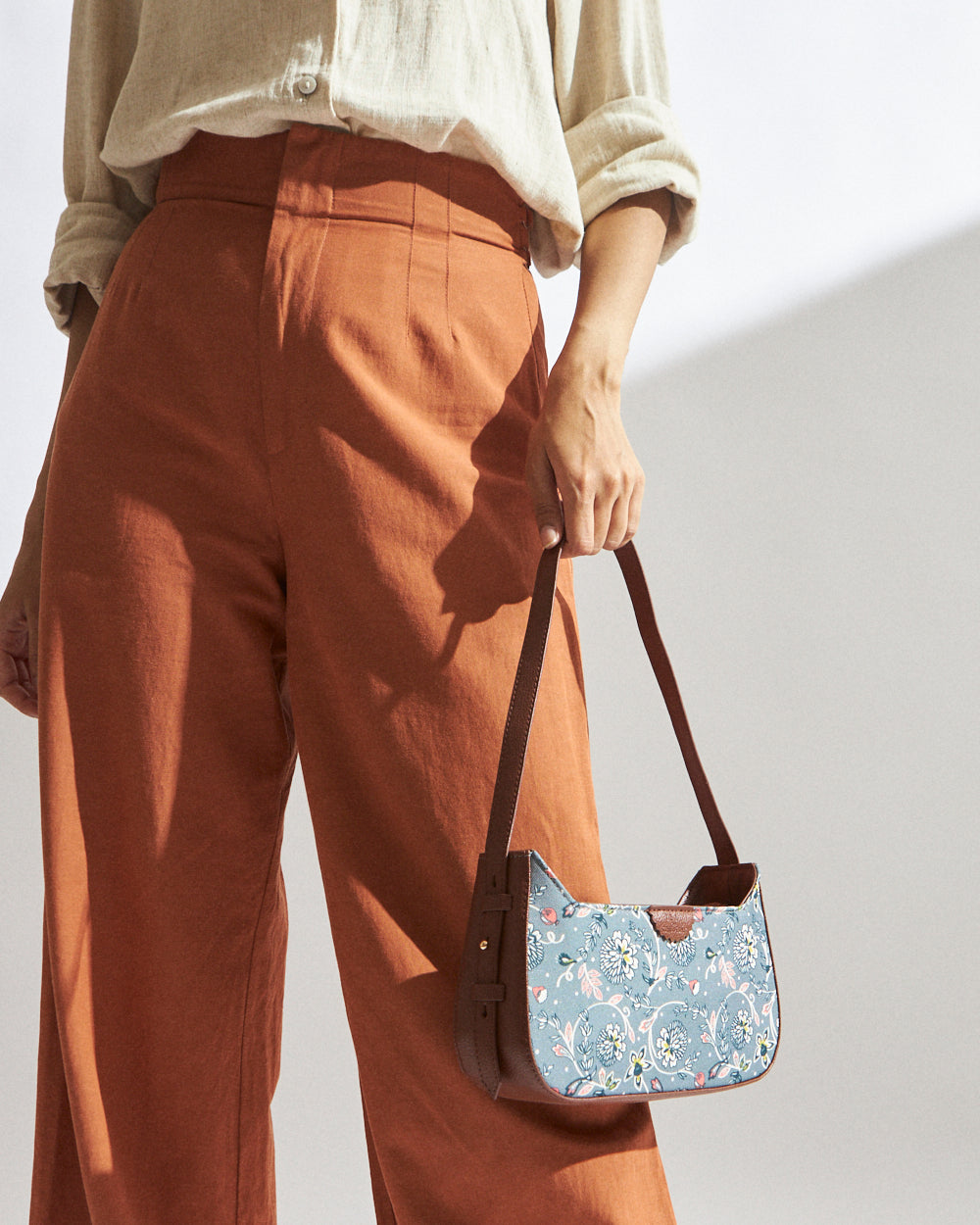 Teal by Chumbak Grey Bloom Shoulder Bag