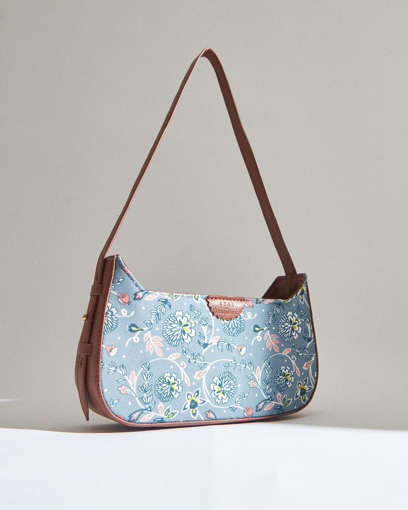 Teal by Chumbak Grey Bloom Shoulder Bag