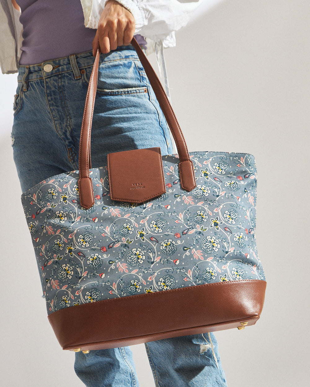 Teal by Chumbak Grey Bloom Work Tote