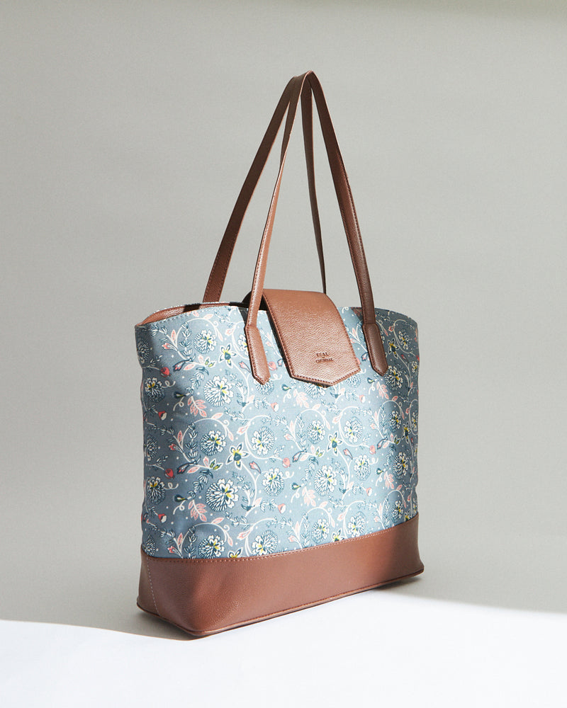 Teal by Chumbak Grey Bloom Work Tote