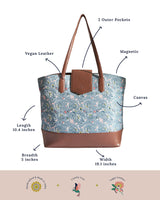 Teal by Chumbak Grey Bloom Work Tote