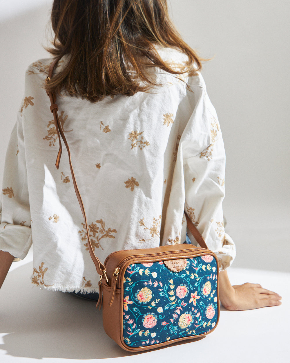 Teal by Chumbak Blue Bloom Box Sling Bag