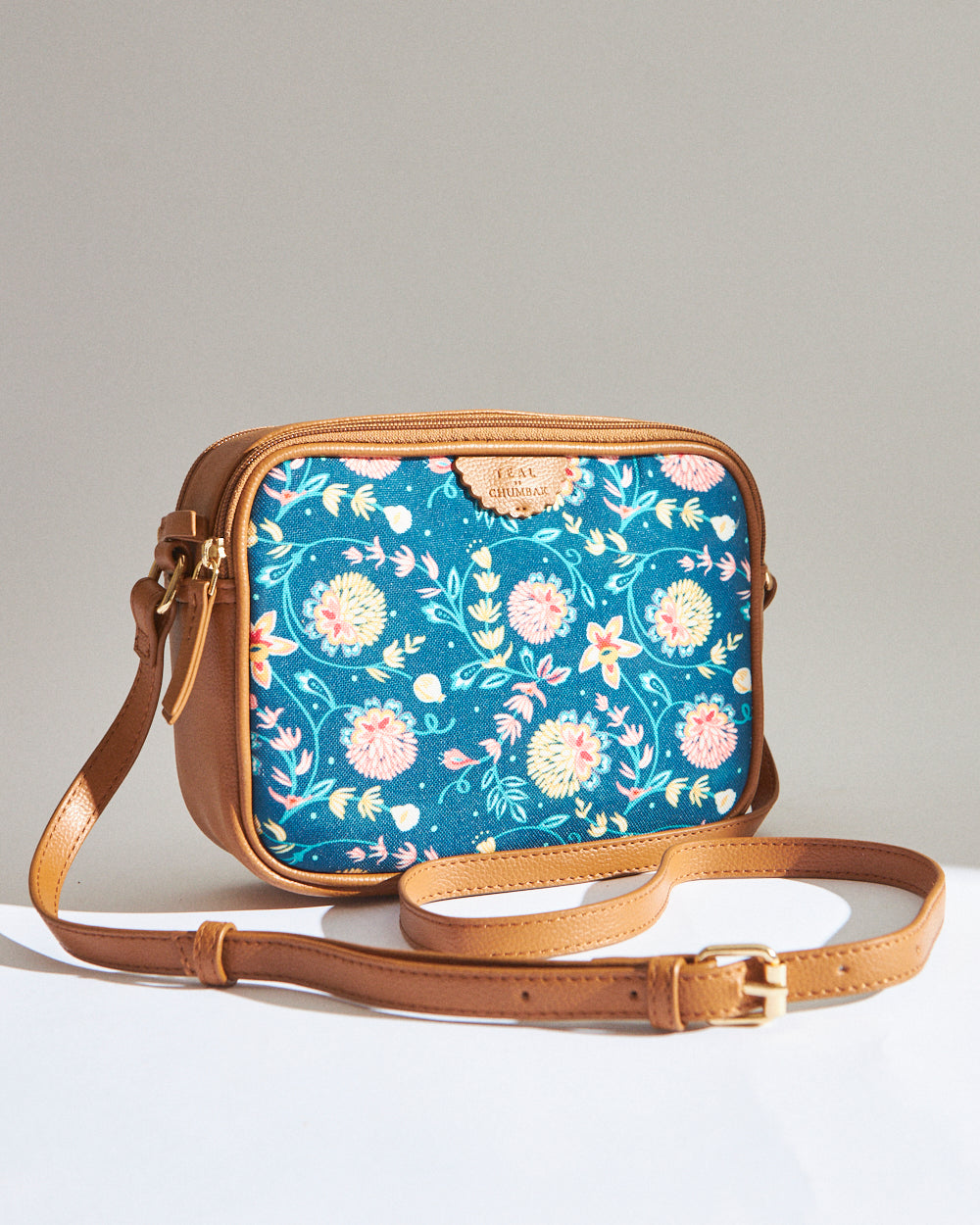 Teal by Chumbak Blue Bloom Box Sling Bag