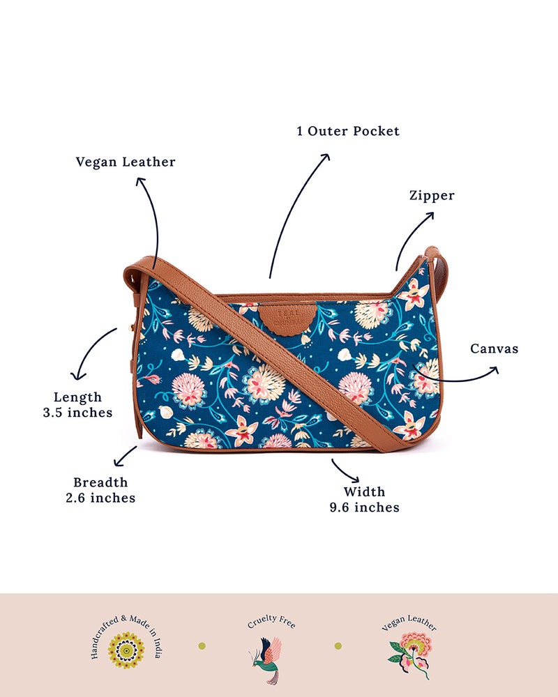 Teal by Chumbak Blue Bloom Shoulder Bag