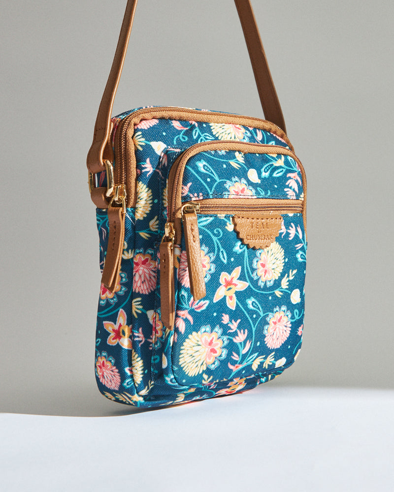 Teal by Chumbak Blue Bloom Wallet  Sling Bag