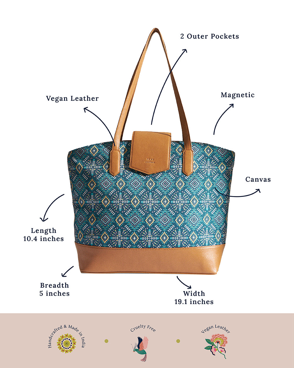 Teal by Chumbak Mexico Aztec Work Tote