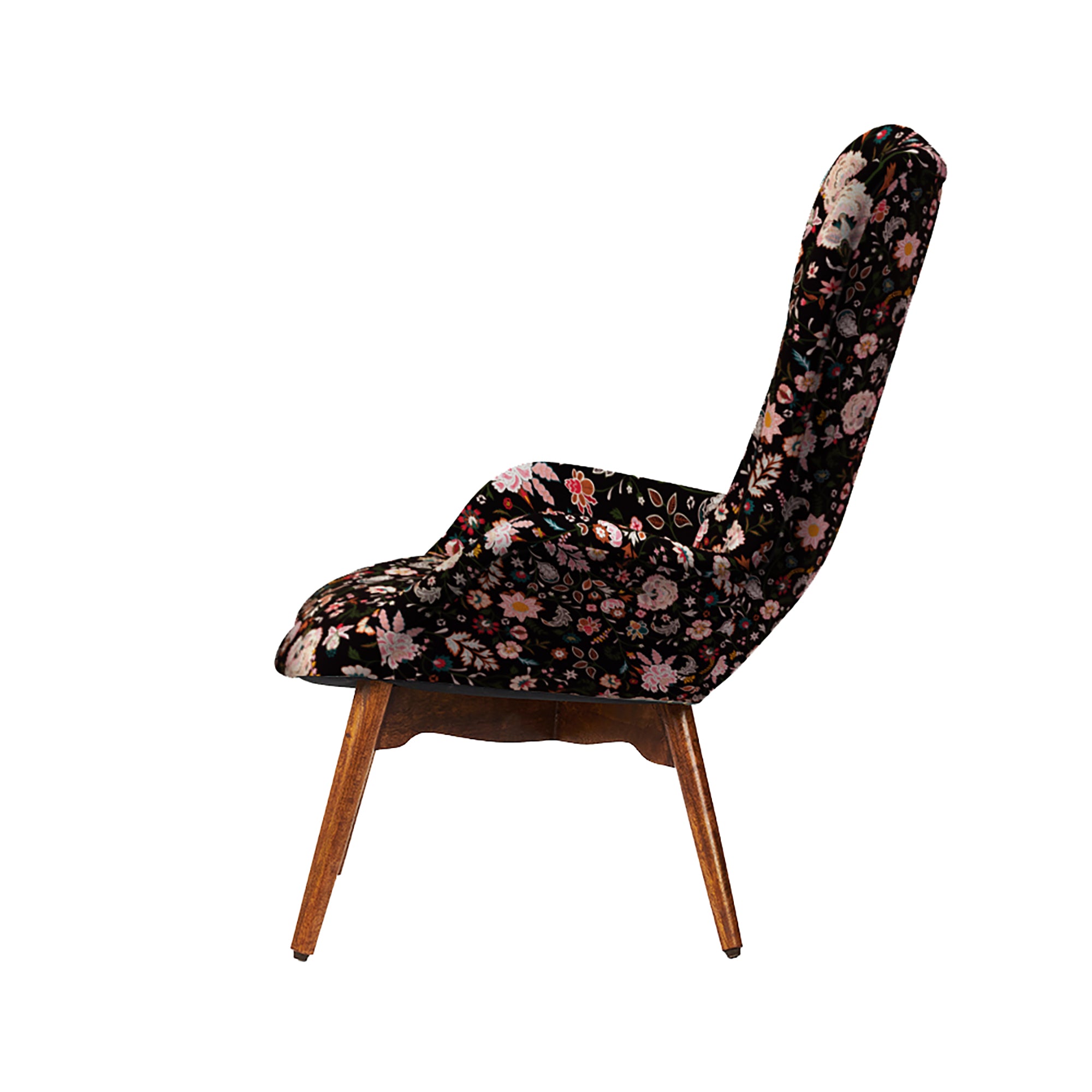 Mid Century Modern Wing Chair-Bohemian Paisley Black