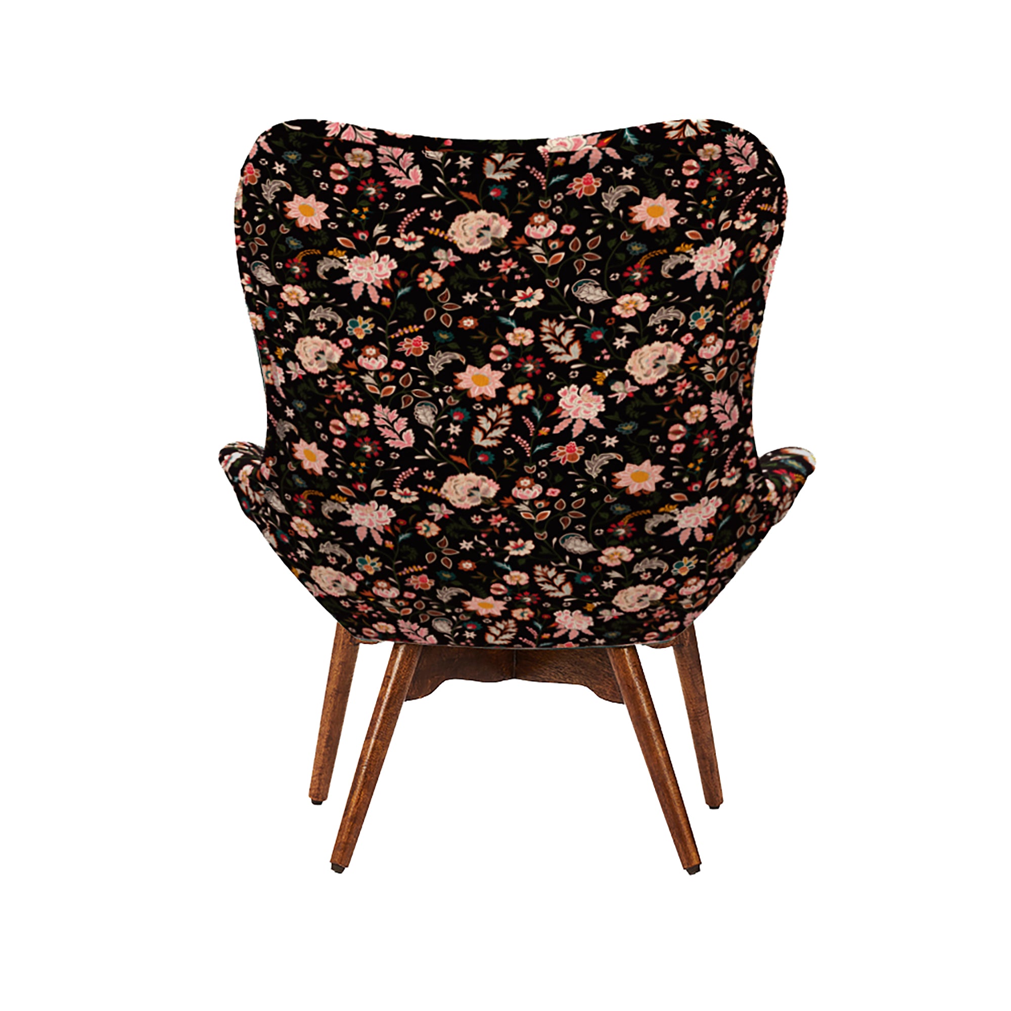 Mid Century Modern Wing Chair-Bohemian Paisley Black