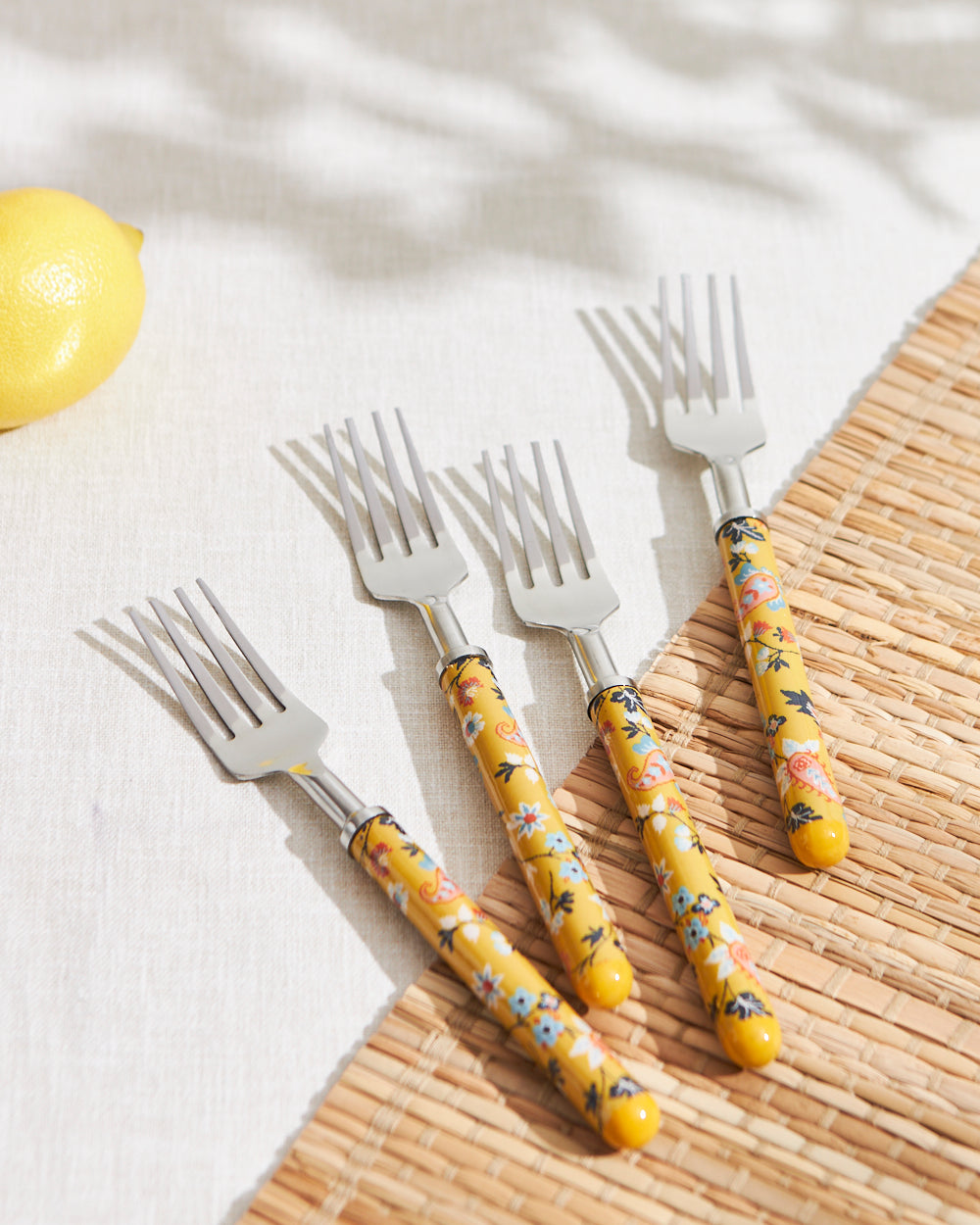 Pixel Paisley Meal Fork Yellow (Set of 4)