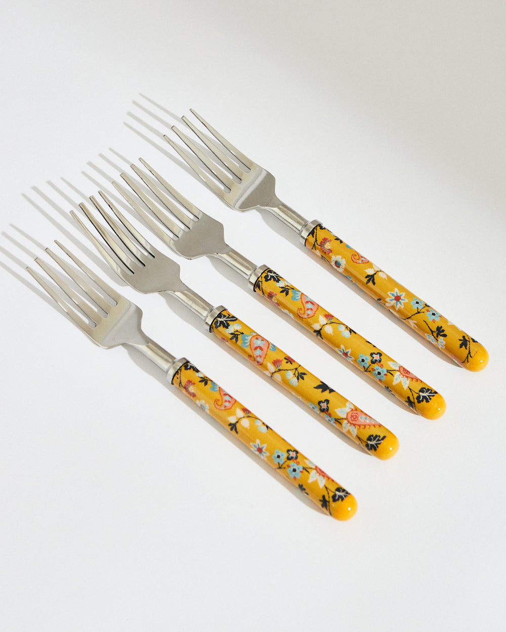 Pixel Paisley Meal Fork Yellow (Set of 4)