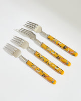 Pixel Paisley Meal Fork Yellow (Set of 4)