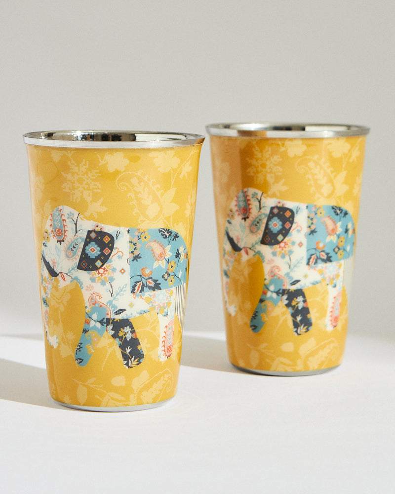 Pixel Paisley Ele Tumbler Set Big- Yellow