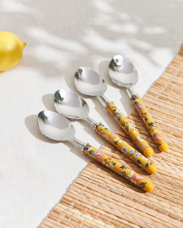 Pixel Paisley Meal Spoons  Yellow ( Set of 4)