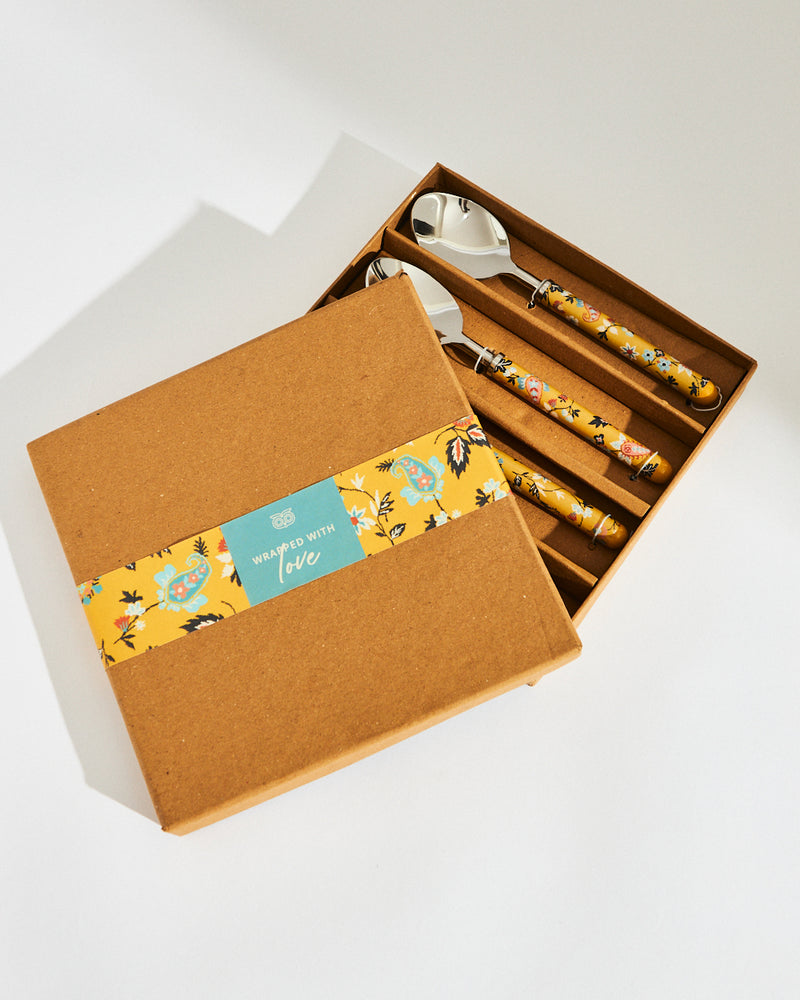Pixel Paisley Meal Spoons  Yellow ( Set of 4)