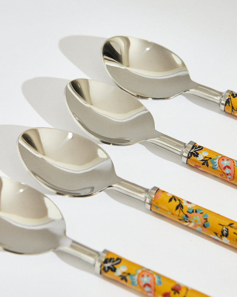 Pixel Paisley Meal Spoons  Yellow ( Set of 4)