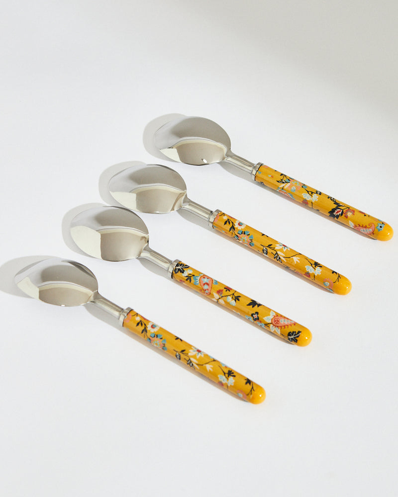Pixel Paisley Meal Spoons  Yellow ( Set of 4)