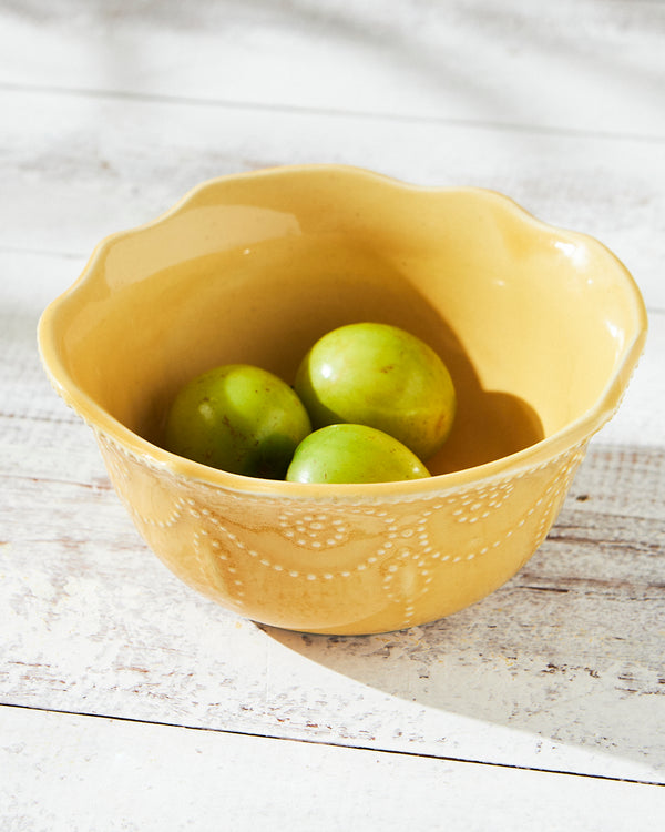 Essentials Lace Serving Bowl, Yellow
