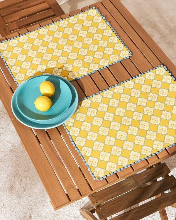 Pixel Jaal Placemats - Set of 2, Yellow