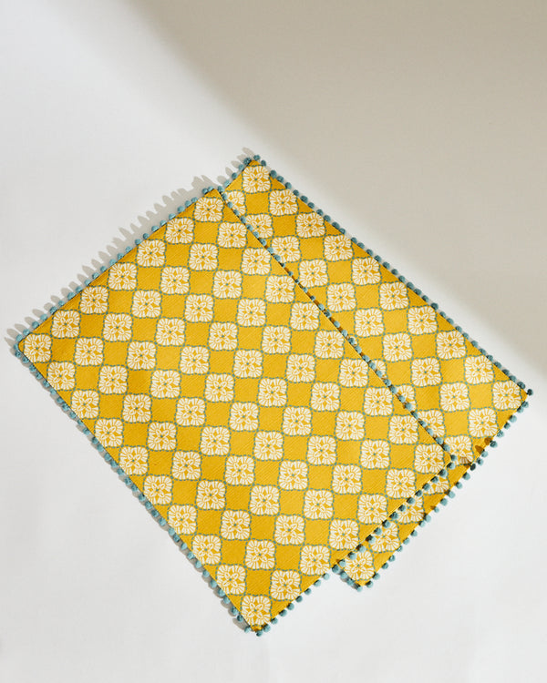 Pixel Jaal Placemats - Set of 2, Yellow