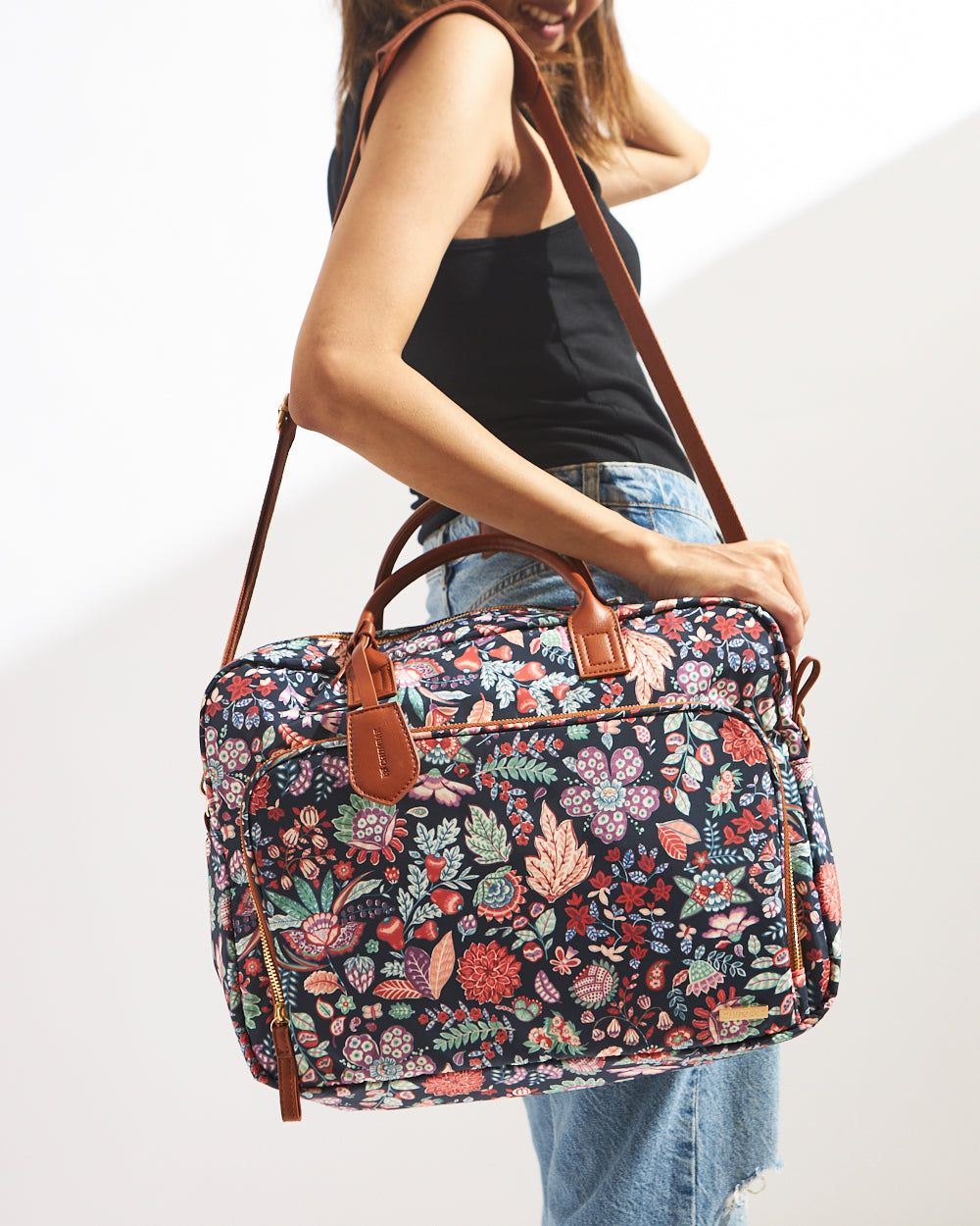 Batik Bloom Laptop Bag, Navy