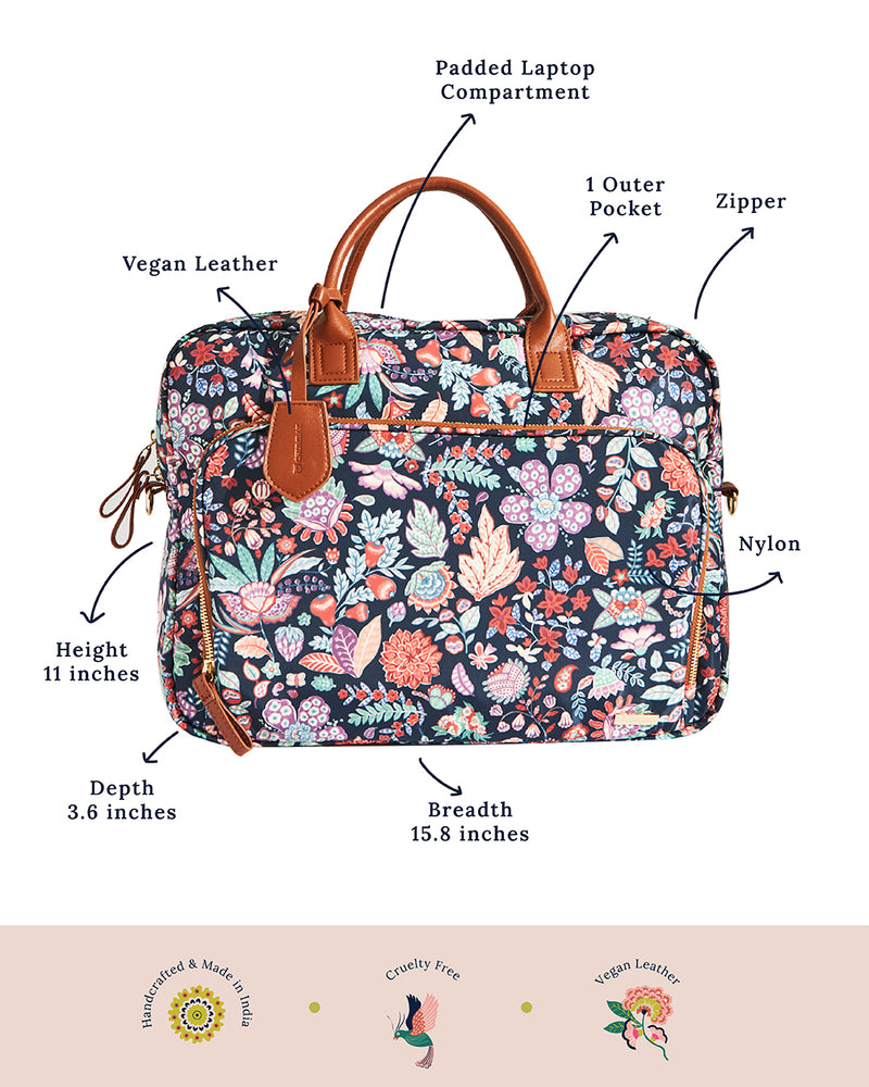 Batik Bloom Laptop Bag, Navy