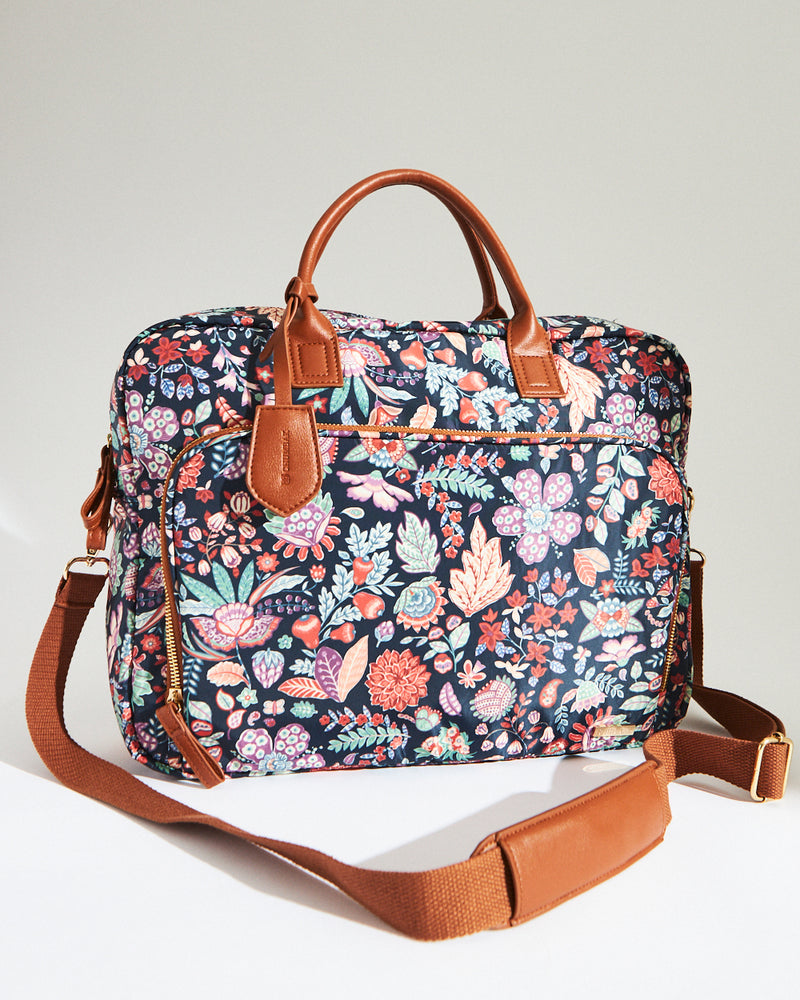 Batik Bloom Laptop Bag, Navy