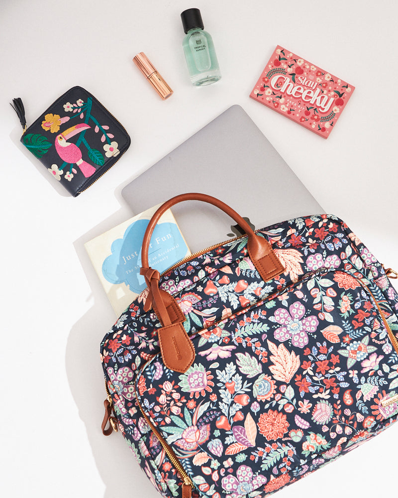 Batik Bloom Laptop Bag, Navy