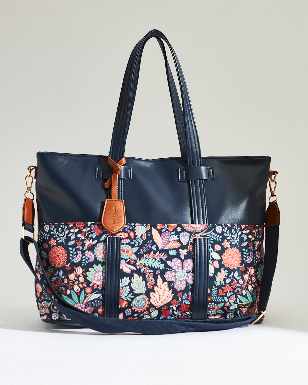 Batik Bloom Work Tote, Navy