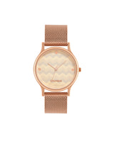 Teal by Chumbak Chevron Watch,Stainless Steel Mesh Strap