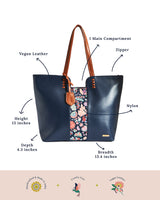 Batik Bloom Tote, Navy