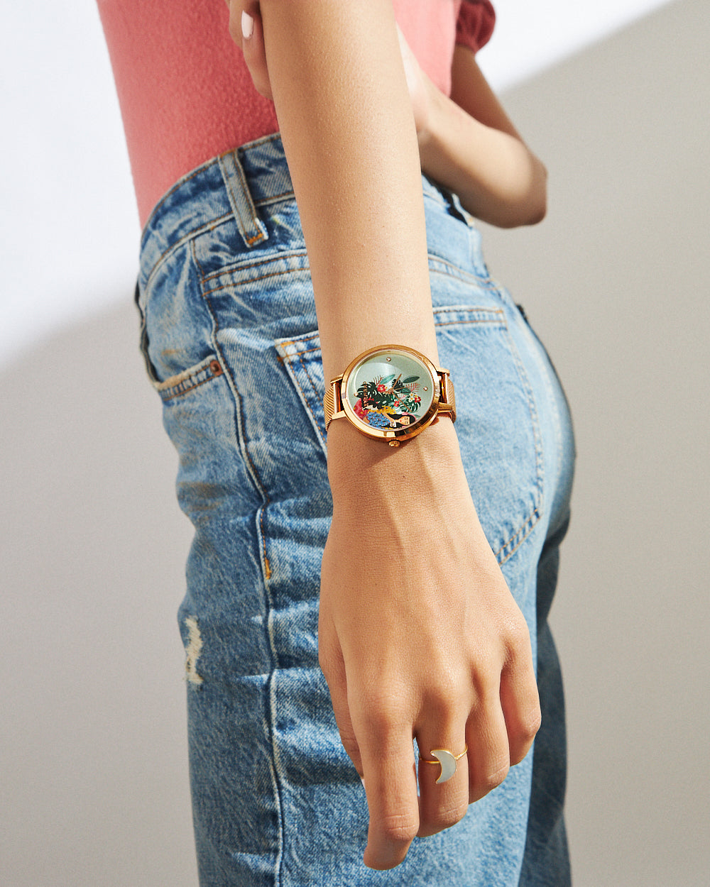 Teal by Chumbak Live Slow Watch,Stainless Steel Mesh Strap