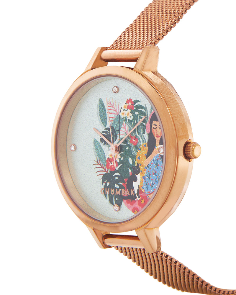 Teal by Chumbak Live Slow Watch,Stainless Steel Mesh Strap