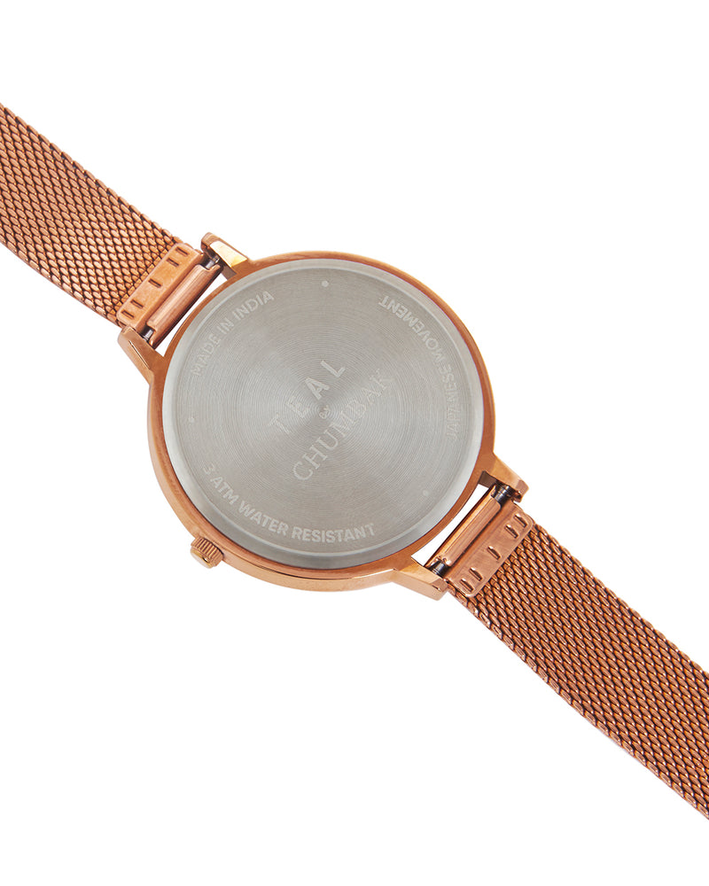 Teal by Chumbak Live Slow Watch,Stainless Steel Mesh Strap