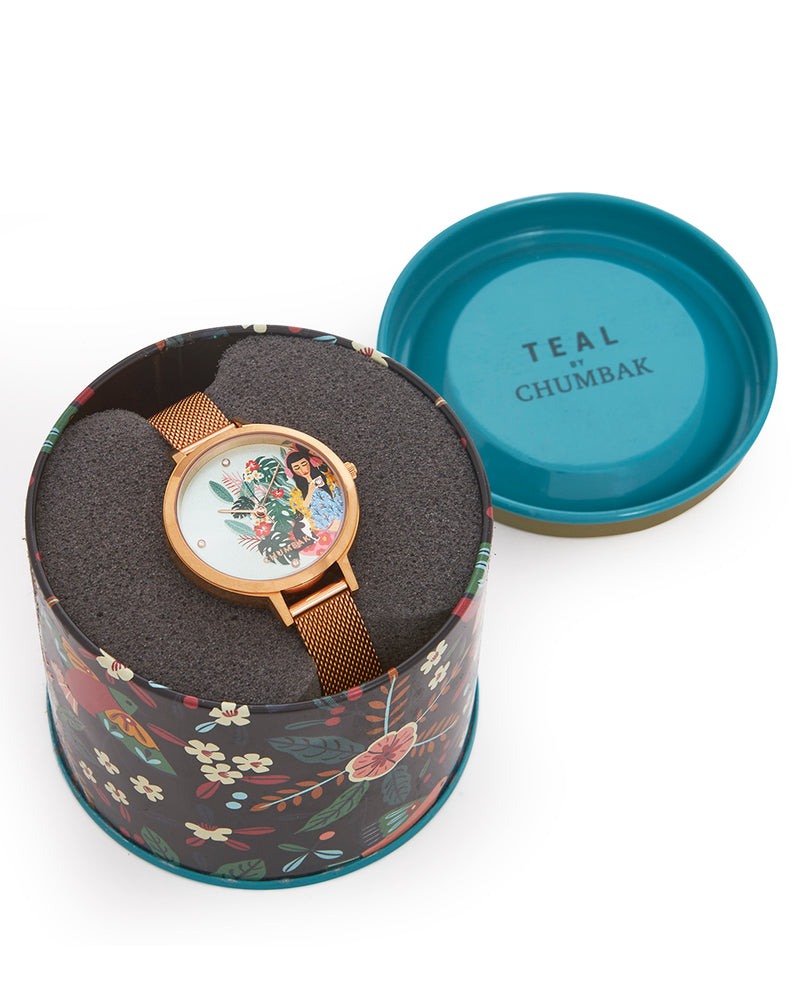 Teal by Chumbak Live Slow Watch,Stainless Steel Mesh Strap