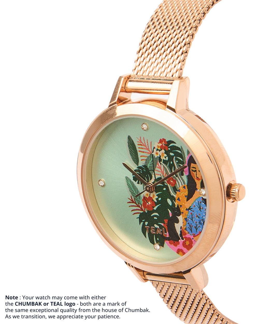 Teal by Chumbak Live Slow Watch,Stainless Steel Mesh Strap