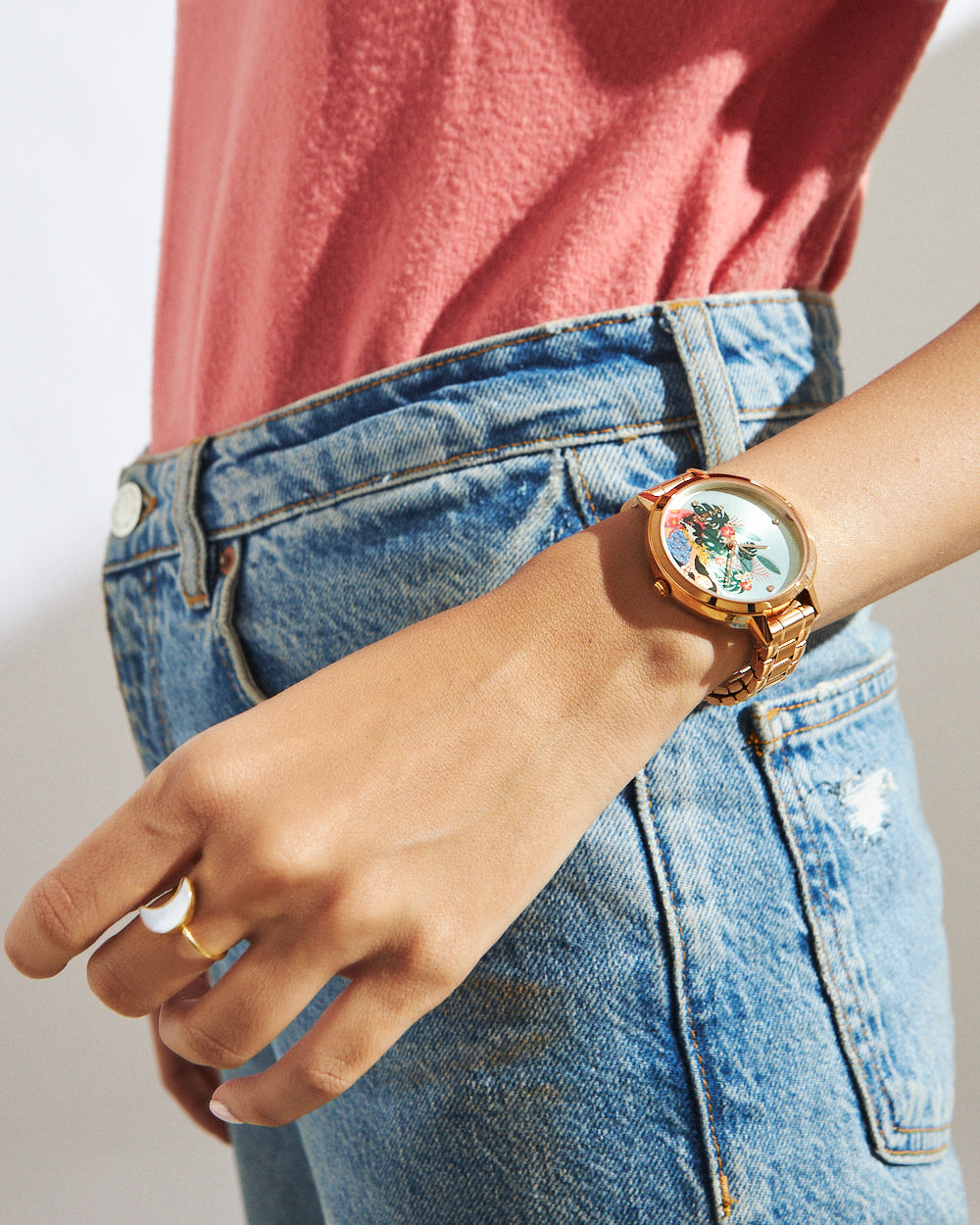 Teal by Chumbak Live Slow Watch,Stainless Steel Link Strap