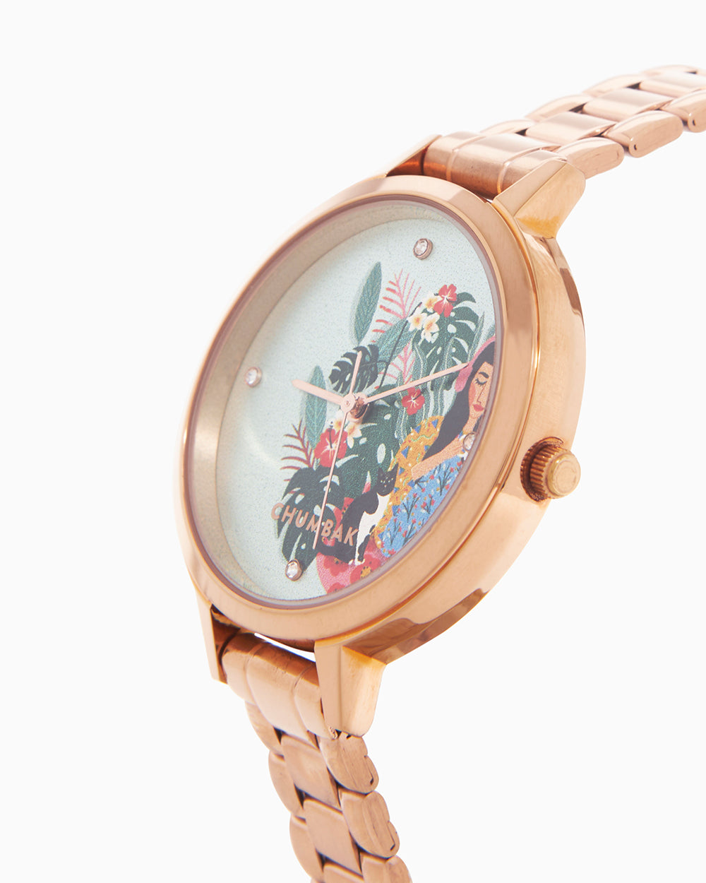 Teal by Chumbak Live Slow Watch,Stainless Steel Link Strap