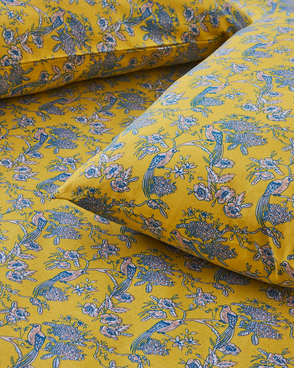 TEAL by Chumbak Persian Pottery Bedsheet, Yellow - Queen size, 104 TC