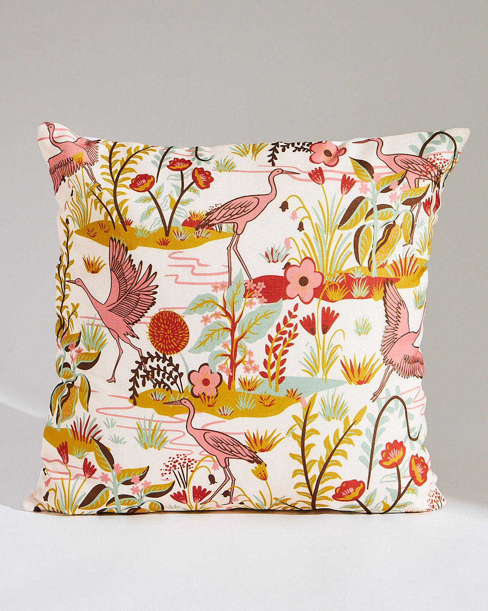 Teal by Chumbak | Peachy Crane 16" Cushion Covers, Set of 5