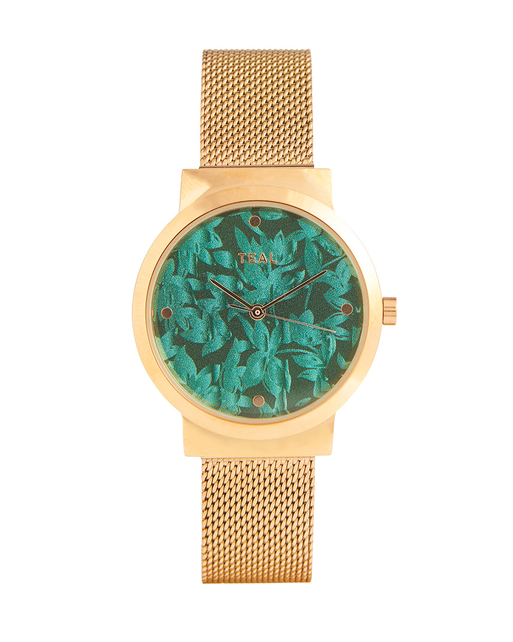 Teal by Chumbak  Jaded Watch | Metal Mesh Strap - Rose Gold