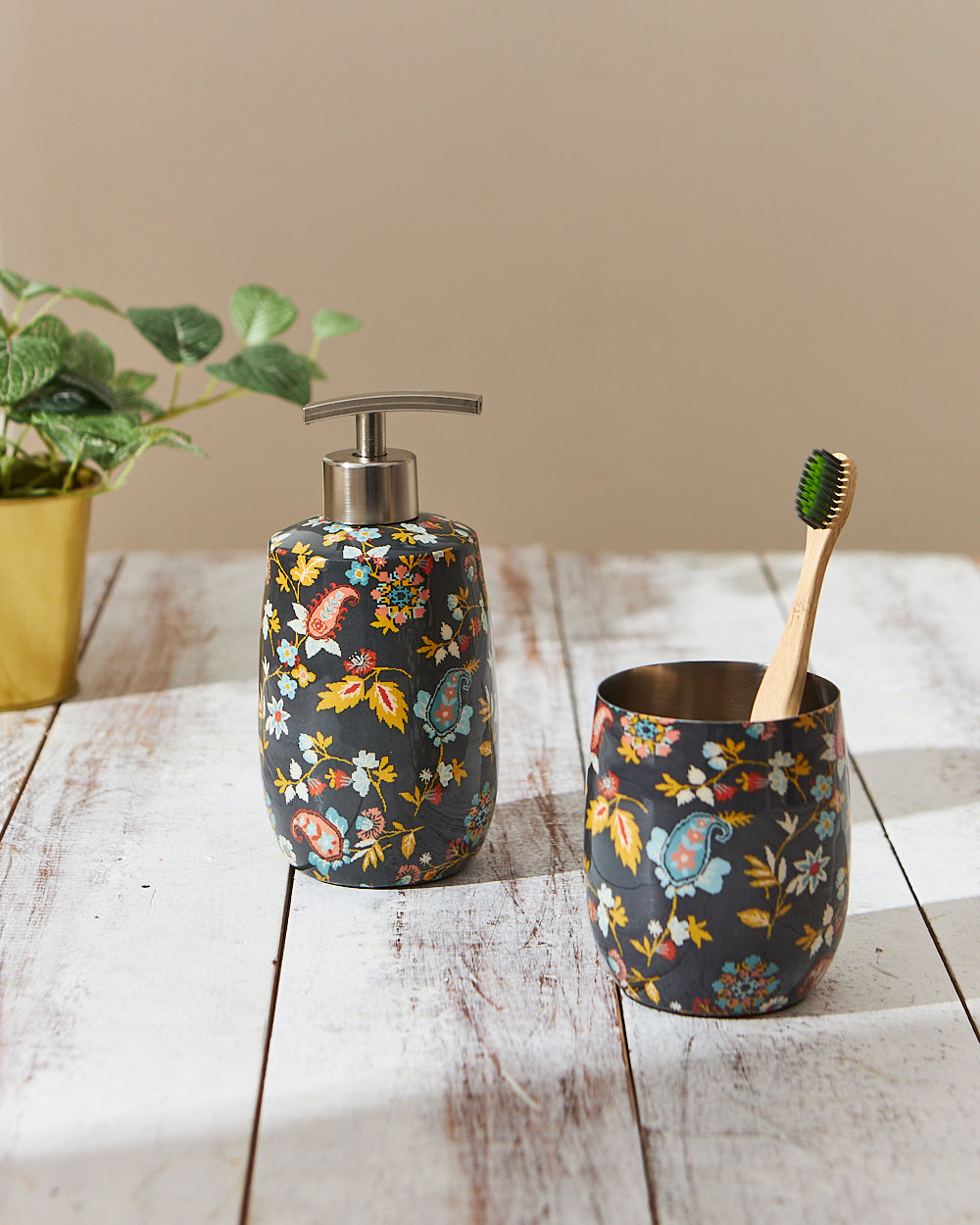 Soap Dispenser & Tumbler Set | Pixel Paisley