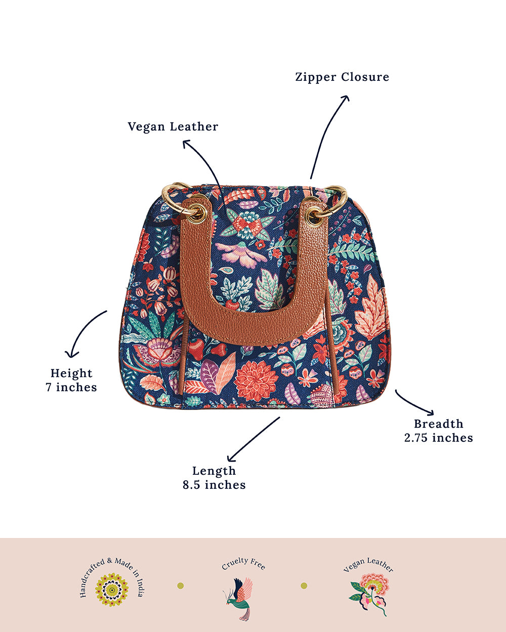 Batik Bloom Hand Bag, Navy