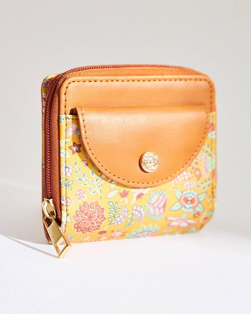 Batik Bloom Mini Wallet, Mustard