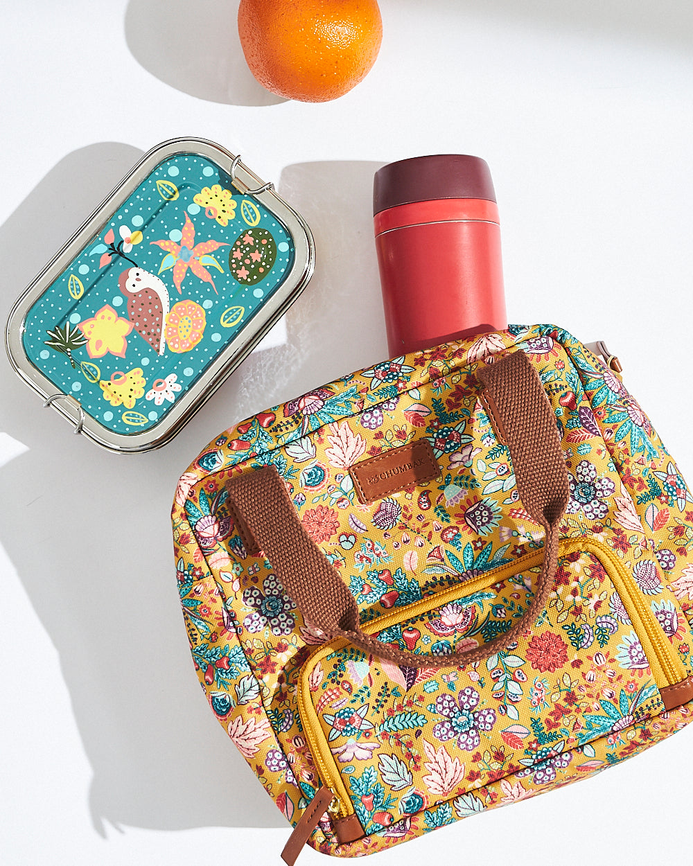 Batik Bloom Lunch Bag,  Mustard