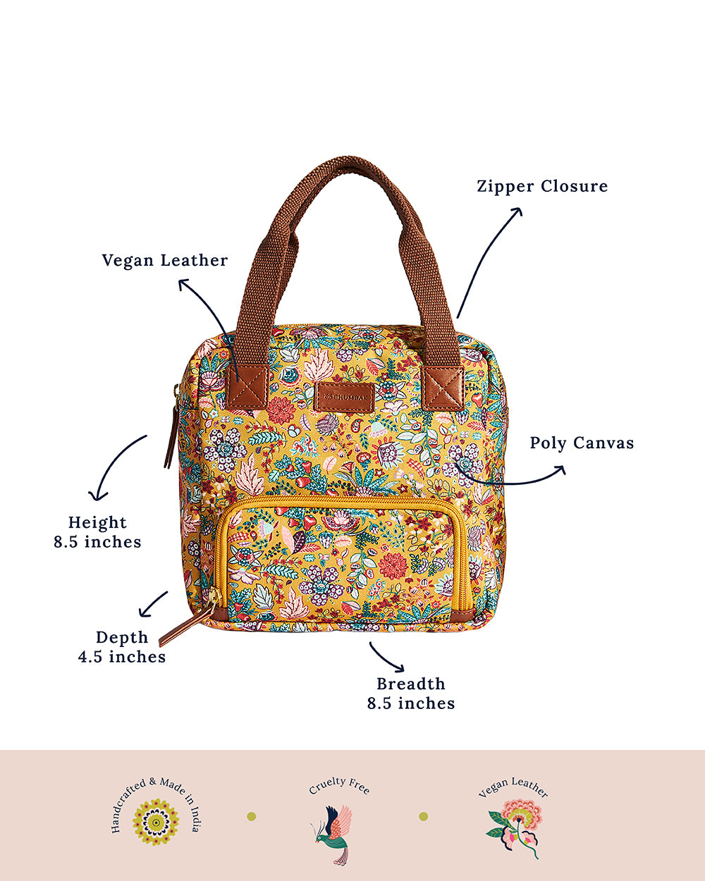 Batik Bloom Lunch Bag,  Mustard