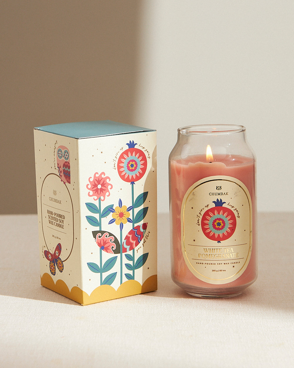 White Tea & Pomegranate Soy Wax Candle, 265g
