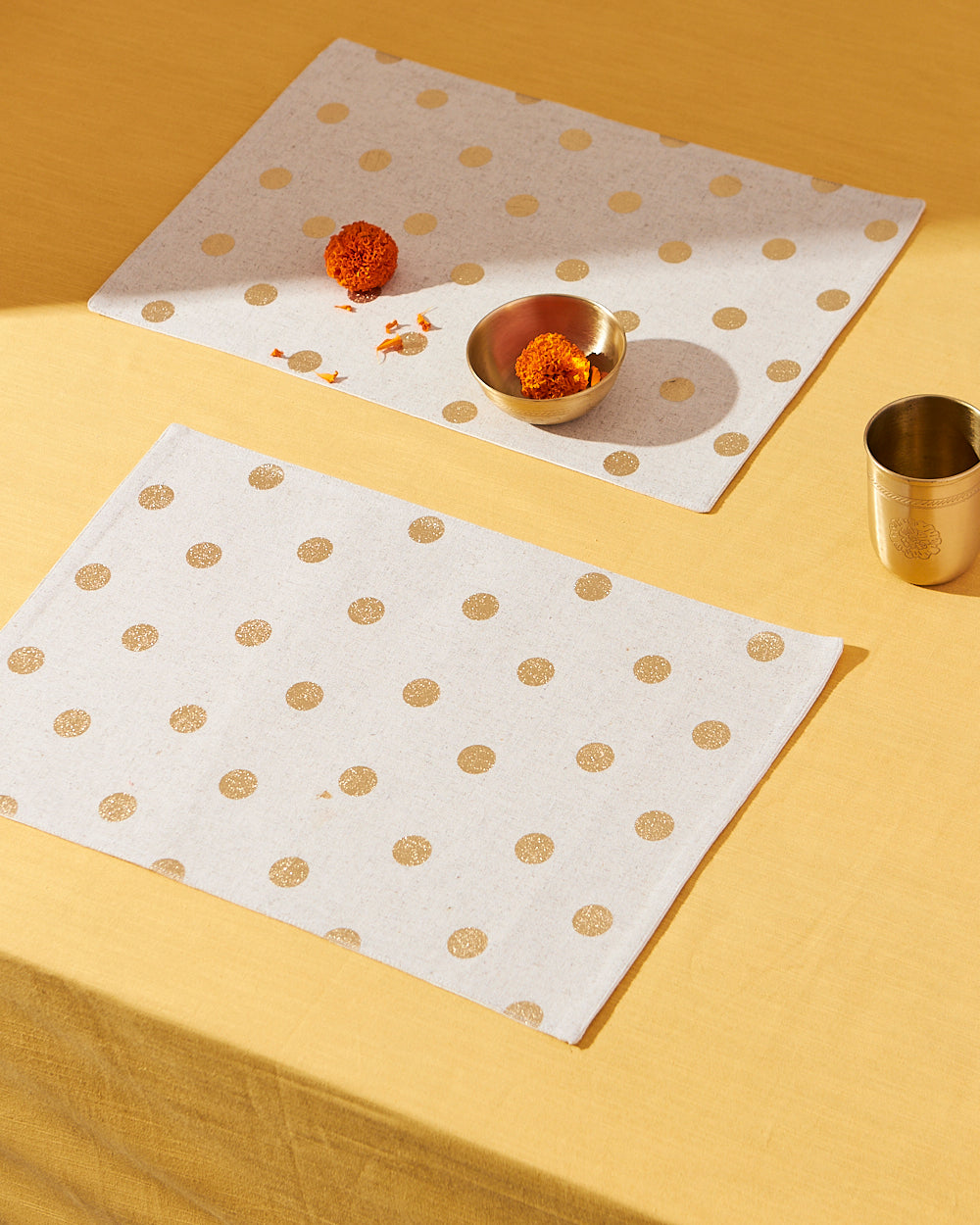 Classic Polka Placemats, Gold - Set of 2