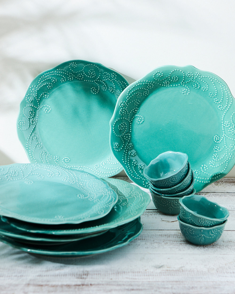 Set of 12 | Essentials Dinner Plates & Bowls, Green