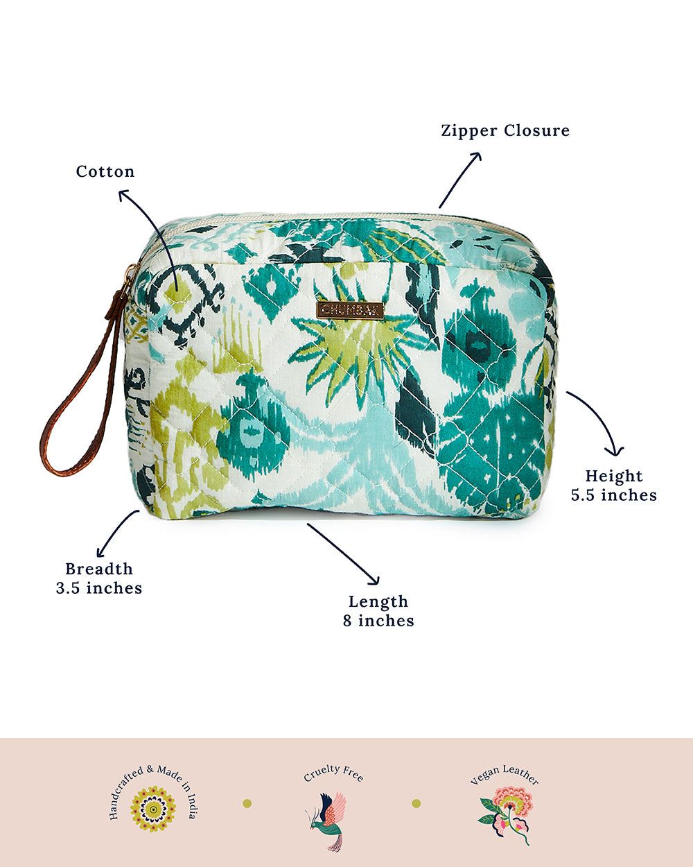Tropical Ikat Quilted Pouch