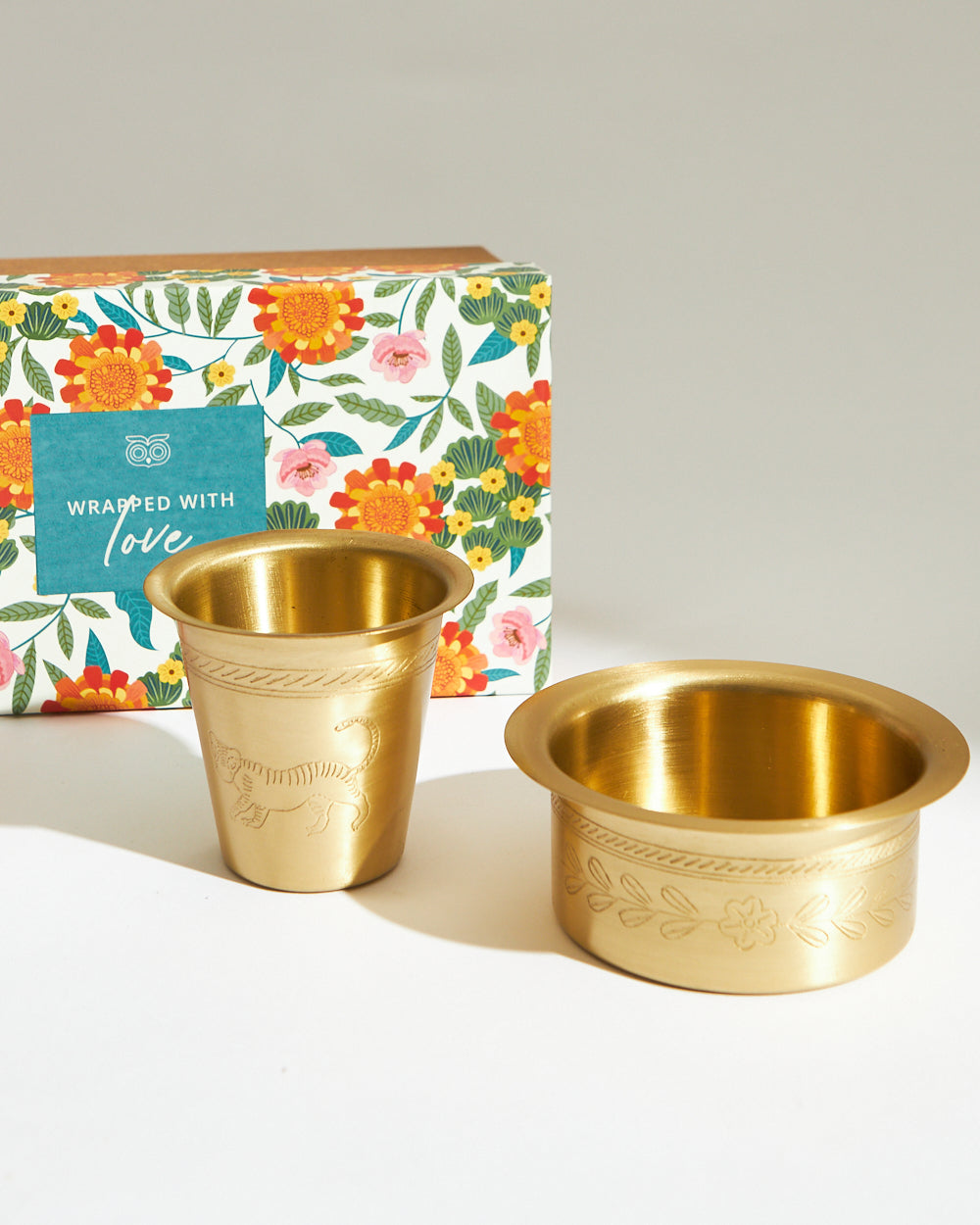 Filter Coffee Tumbler Dabara Brassware Gift Box | Set of 2